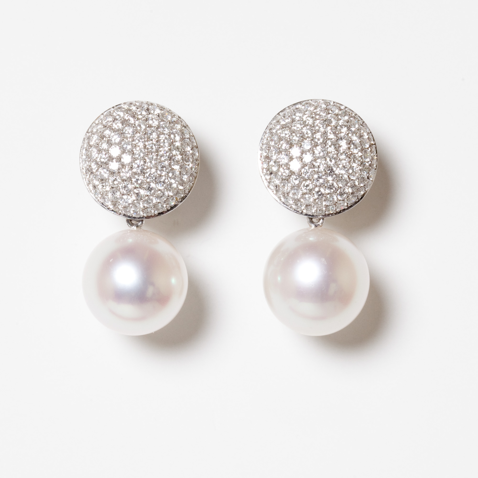 18KWG DIA SO SEA PRL DROP EARRINGS PIERCED